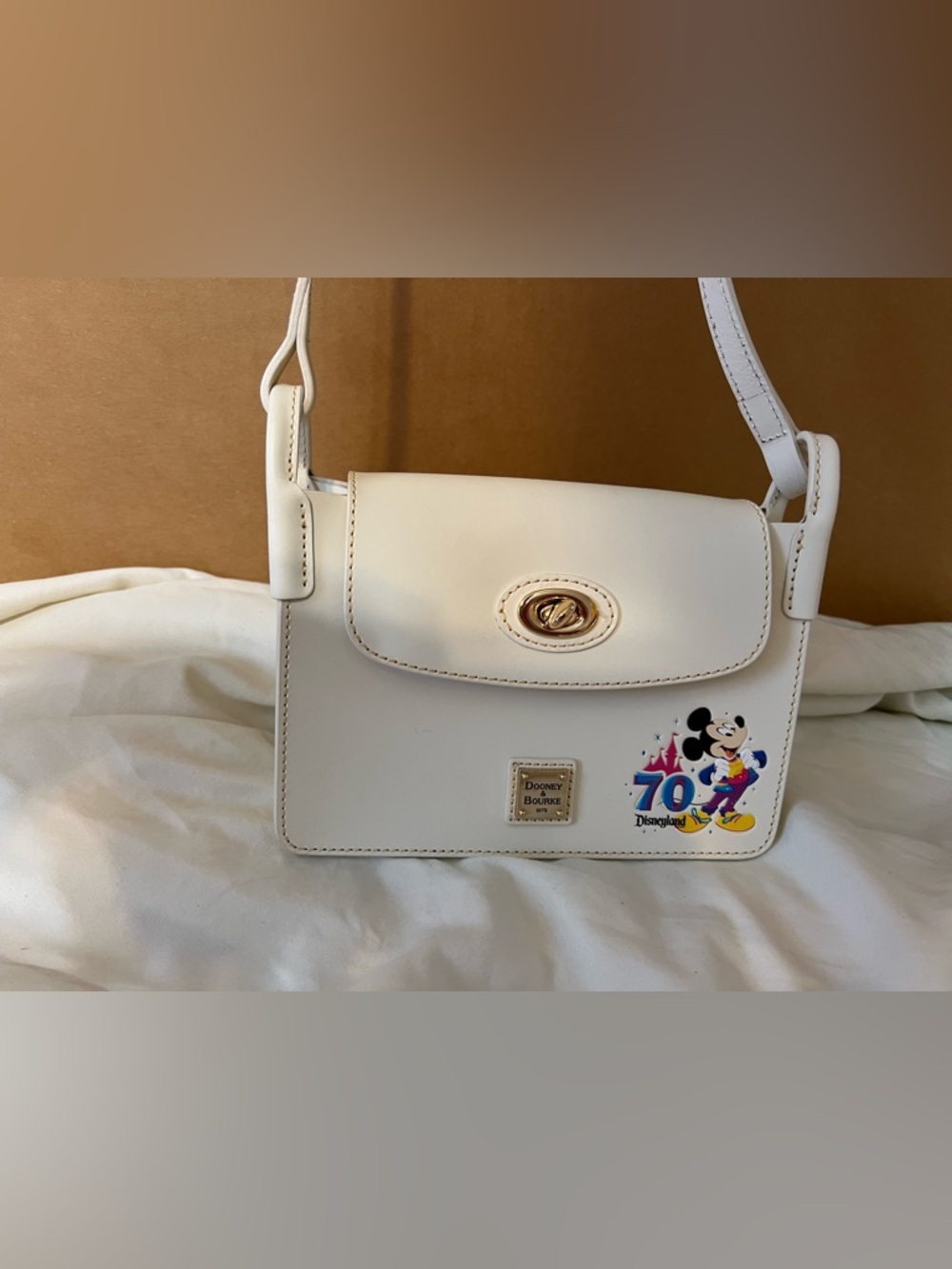 Dooney & Bourke White Pinky Disney 70th Anniversary Mickey Crossbody Bag